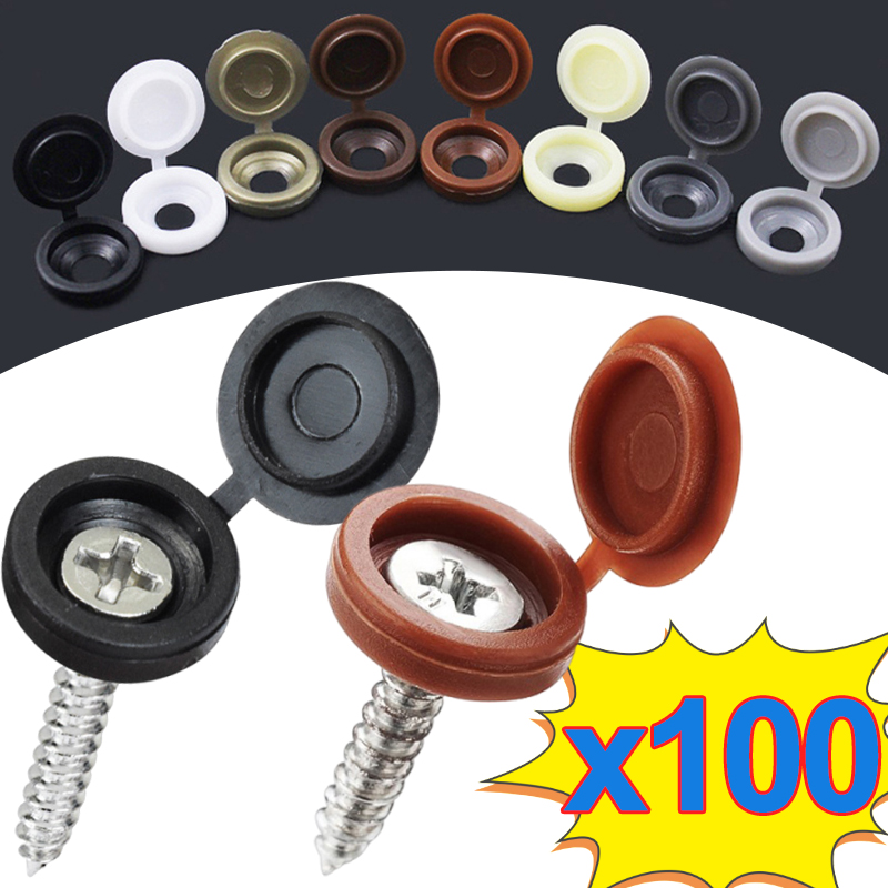 Furniture Hardware Black - 10/500 قطعة غطاء لولبي زخرفي بلاستيكي